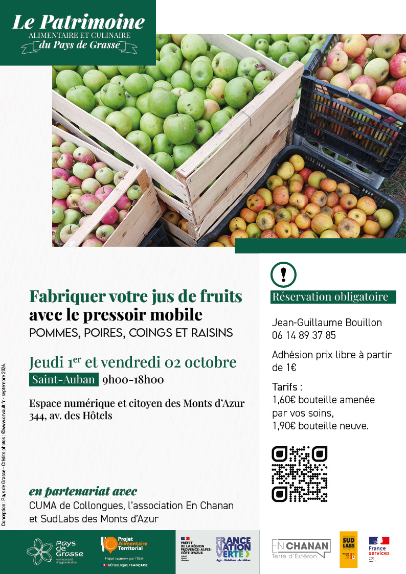 atelier pressage fruits saint-auban pays de grasse