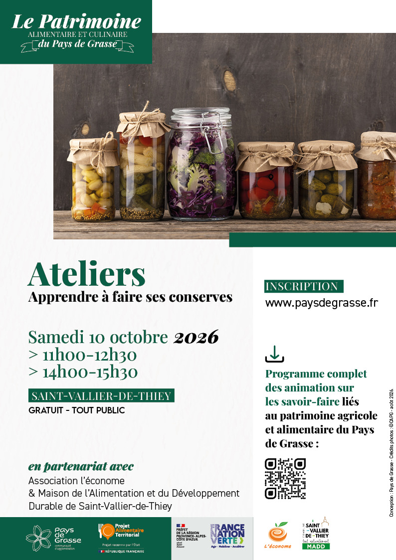 atelier faire ses conserves saint vallier pays de grasse