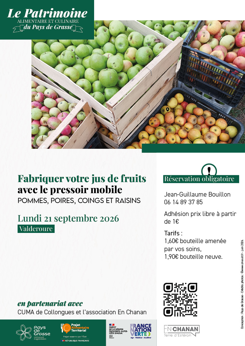 atelier pressage fruits pays de grasse valderoure PAT