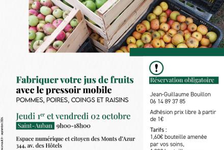 atelier pressage fruits saint-auban pays de grasse